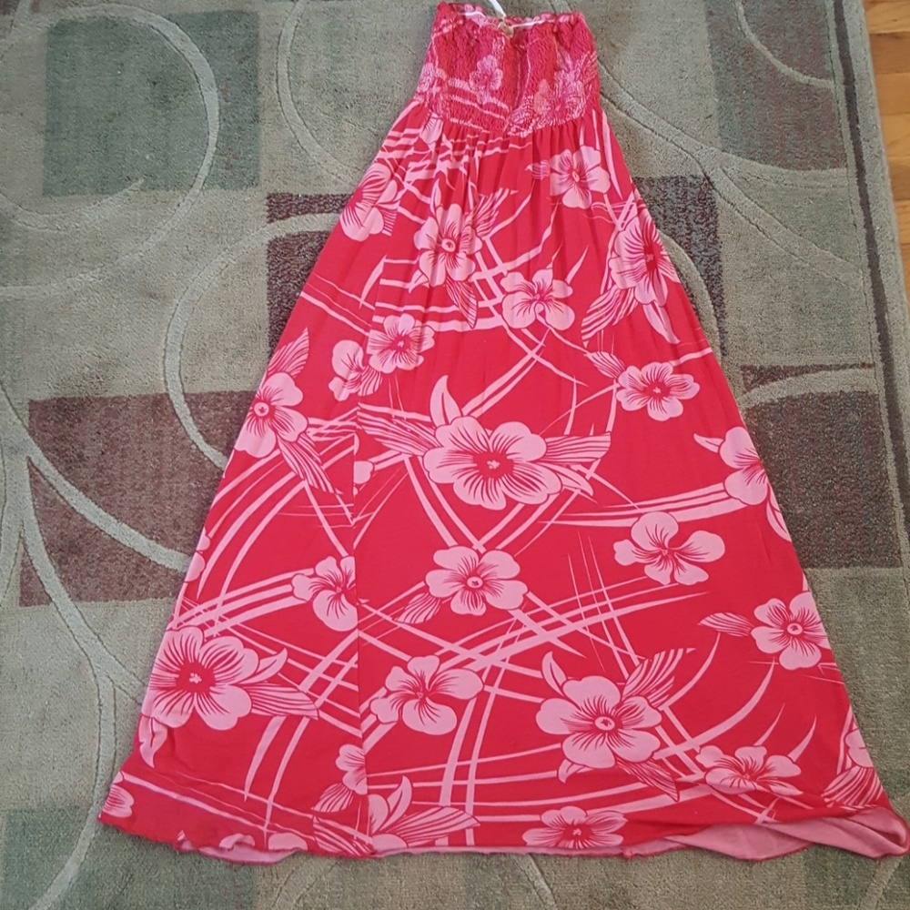 Maxi dress red pink tube top style  small